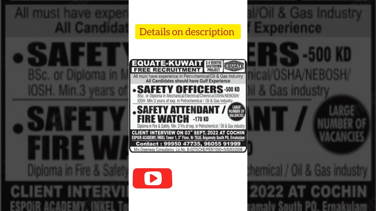 Urgent Safety Officer vacancies - Free recruitment to Kuwait