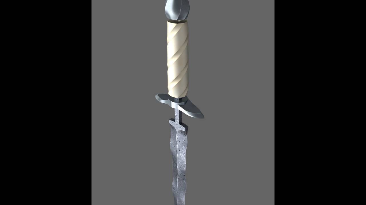 3D Printable Damascus Steel Flamberg Dagger by alive-one.
