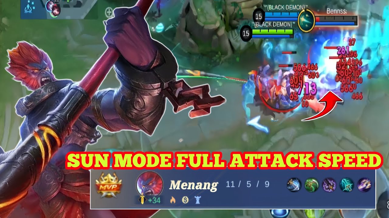 SUN FULL ATTACK SPEED . BUILD SUN TERSAKIT 2025. mobilelegends 