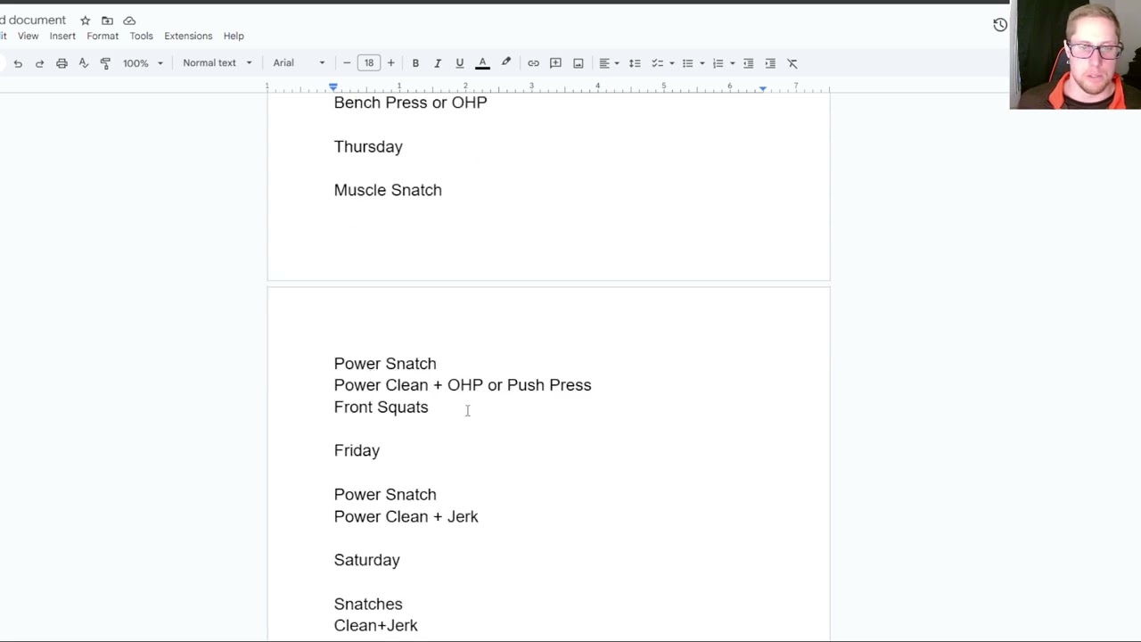 How I'm structuring my training programming currently