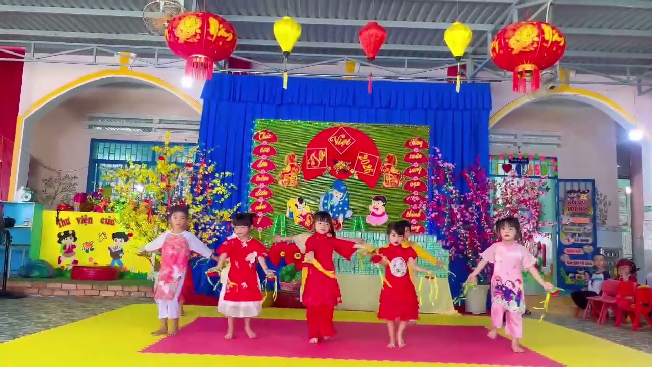 Múa Bài Tết Bình An lớp Lớn 1 Trường MG Mỹ Đông