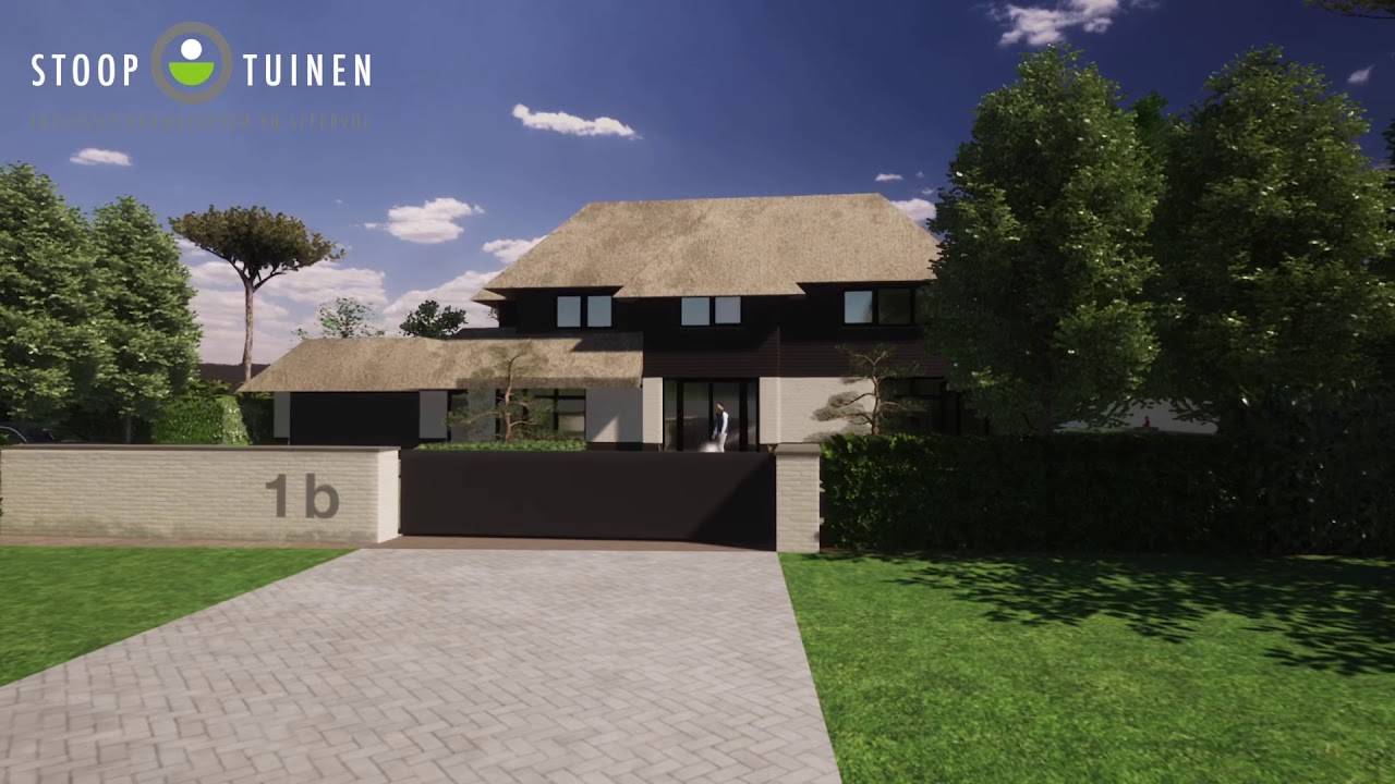 Tuinontwerp in 3D voor moderne tuin bij vrijstaande villa