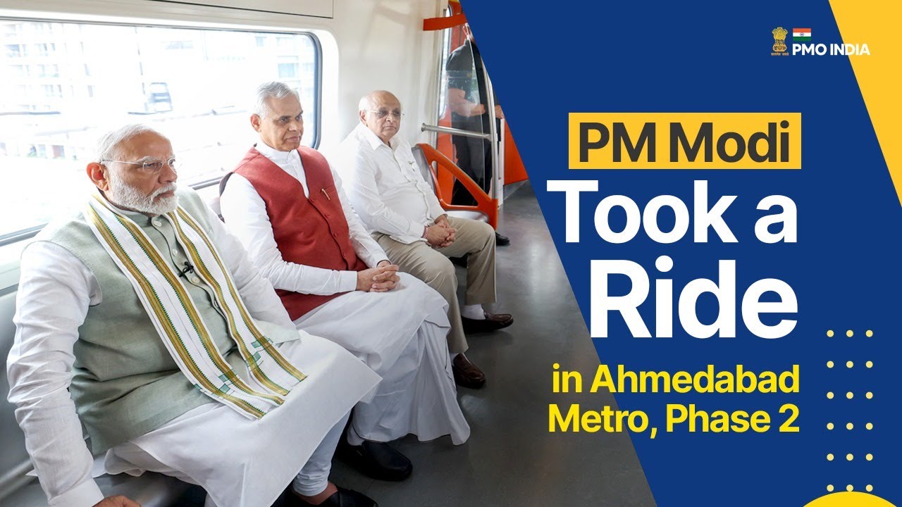 Prime Minister Narendra Modi takes a ride in Ahmedabad Metro, Phase 2