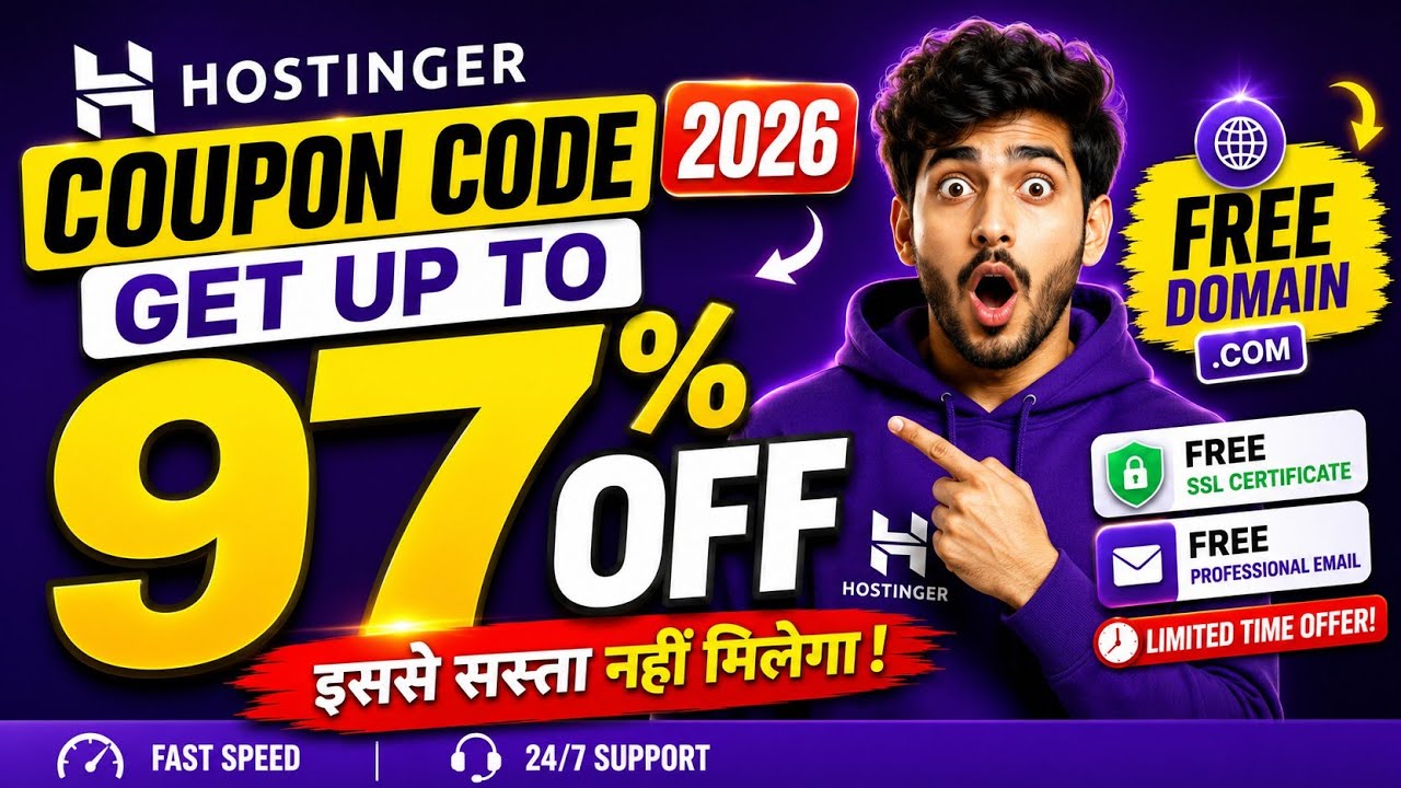 Hostinger Coupon Code 2026 | Hostinger Promo Codes 2026 | Get Up to 97% OFF + Free Domain + Free SSL