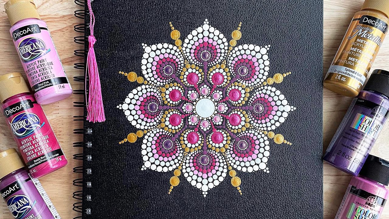 How to Paint a Dot Mandala on a Notebook