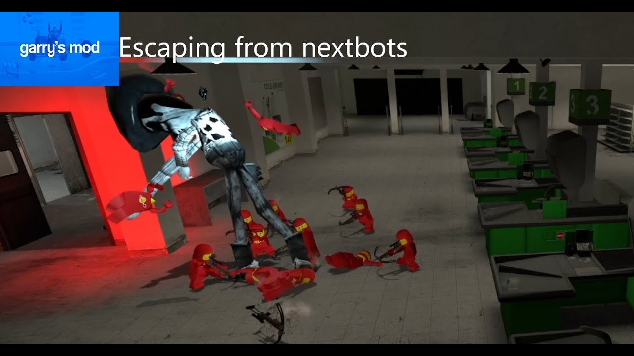 Running from nextbots with my friends (Garry's mod) 