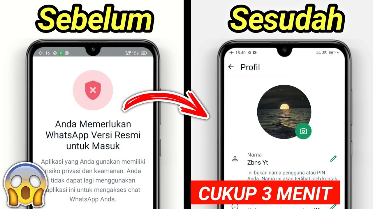 Cara Mengatasi Whatsapp tidak Resmi || Anda Memerlukan Whatsapp Versi Resmi Untuk Masuk