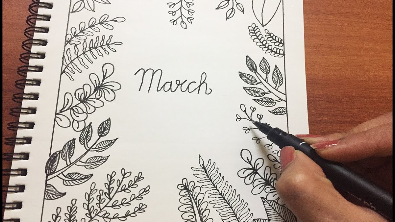 How to Draw Leaves and Botanicals | Doodle Leaves | Relaxing, Journaling, Beginner | Calendar Month