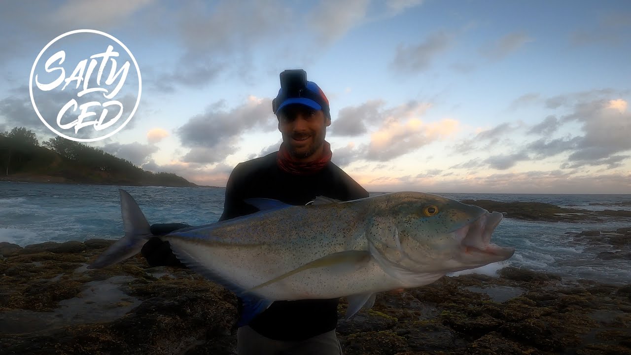 Fishing off the rocks in Mauritius