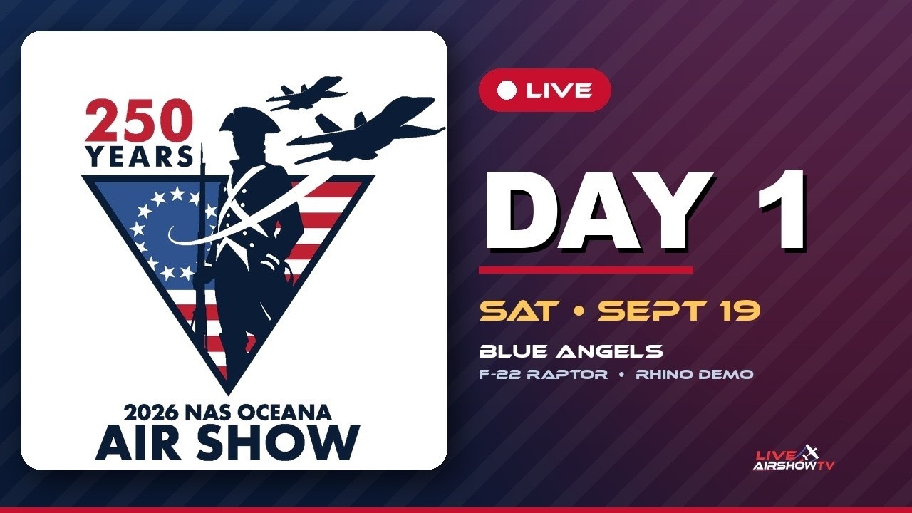 NAS Oceana Air Show 2026 LIVE &mdash; Day 1 | Blue Angels, F-22 Raptor, Rhino Demo | Virginia Beach VA