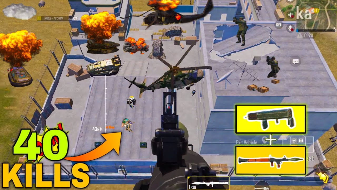 40 Kills!😍 With M202 + RPG-7 vs Tank,+Hovercraft,+Chopper in Base Hotdrop Payload 3.0 || PUBG MOBILE