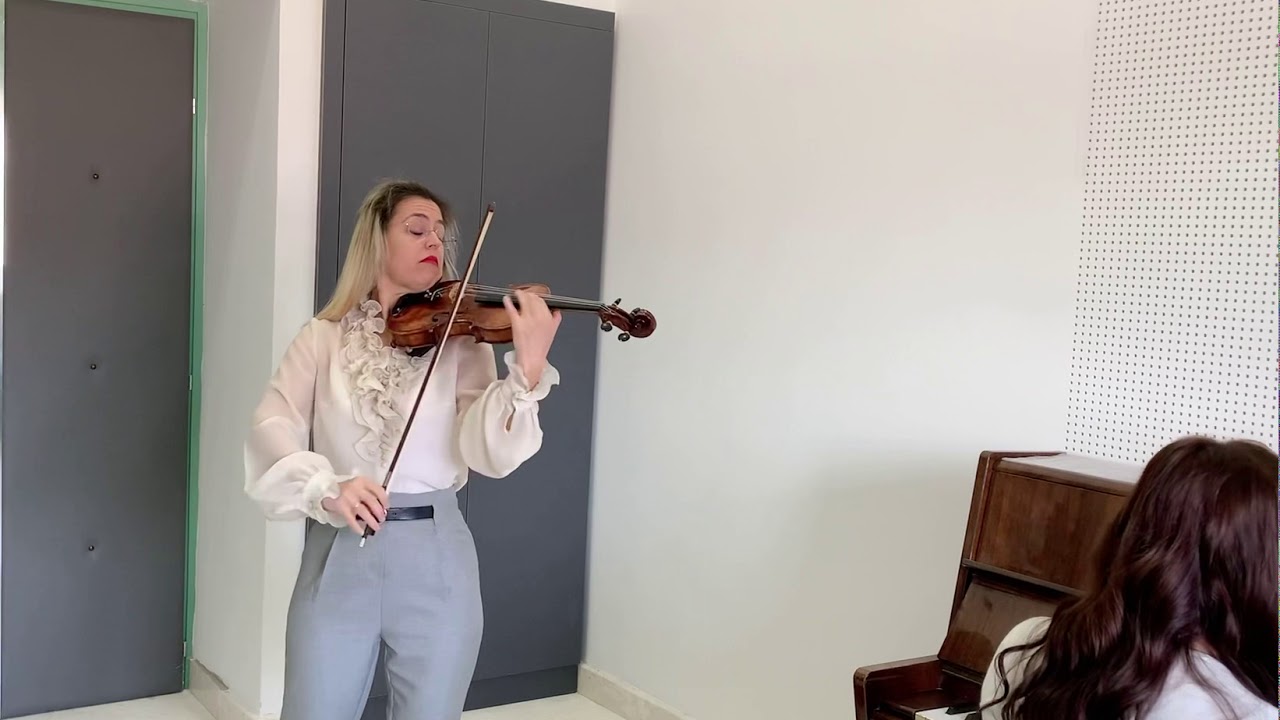 Nevila Dergjini - violin, Fjorda Veizaj - piano playing Mozart Violin Concerto in D major, 1st mvm