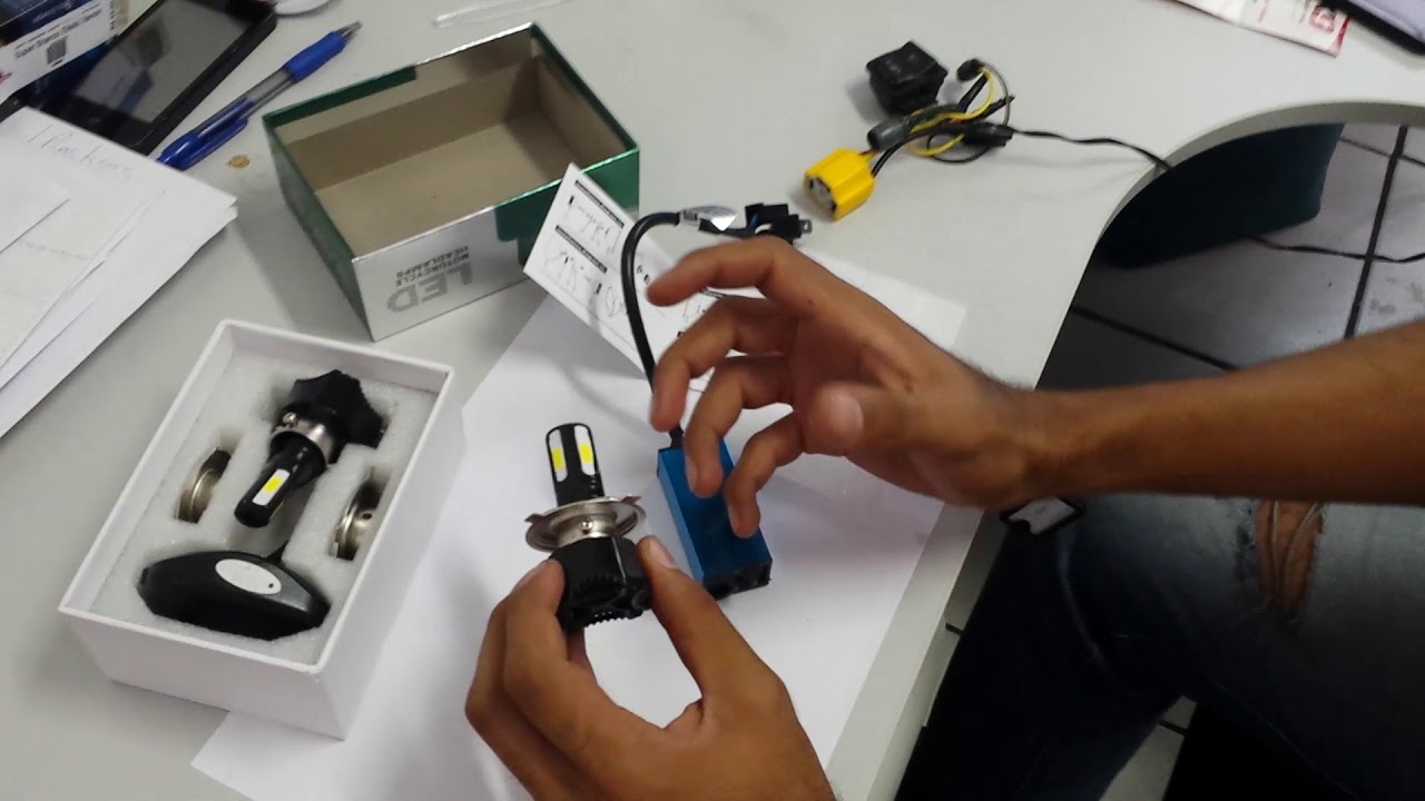 INSTALAÇÃO LÂMPADA 4 LEDS PARA MOTO
