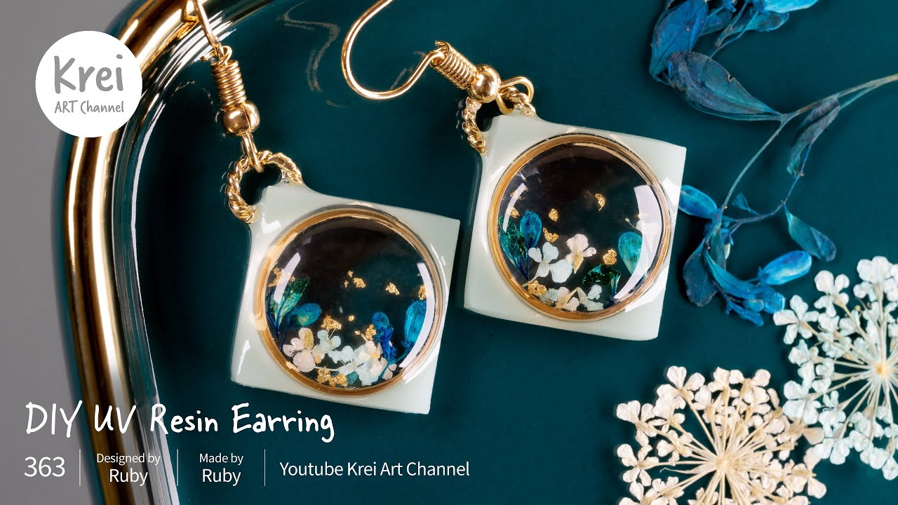 【しUV レジン】DIYでドライフラワーを使ってイヤリングを作りました〜♪ UV Resin -DIY Dried Flower in UV Resin Earring!!