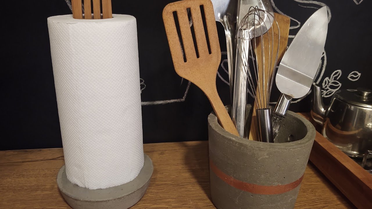 DIY - KIT COZINHA CIMENTO CASEIRO - PORTA PAPEL TOALHA LINDO CASEIRO - DIY KIT COZINHA CIMENTO