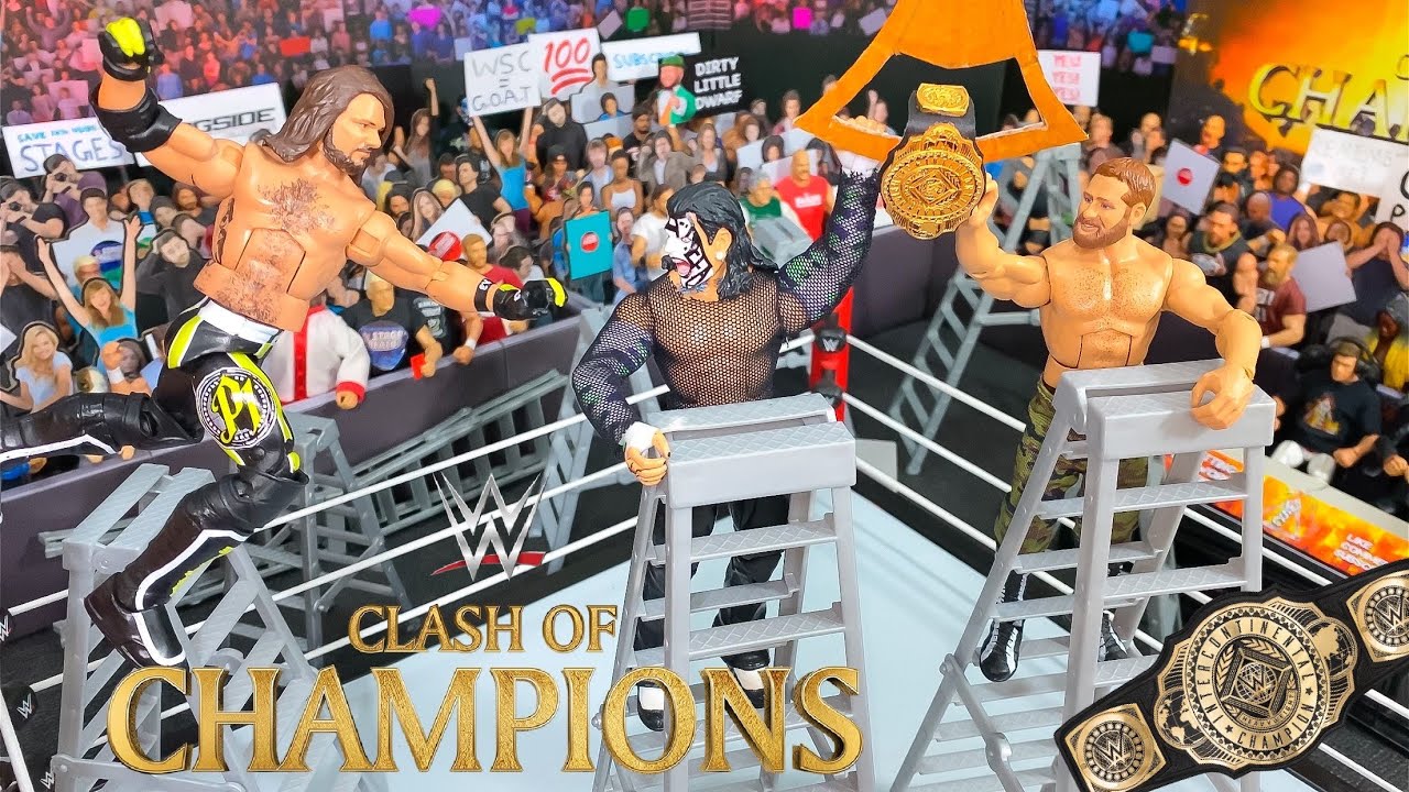 Jeff Hardy vs AJ Styles vs Sami Zayn Intercontinental Title Ladder Action Figure Match!