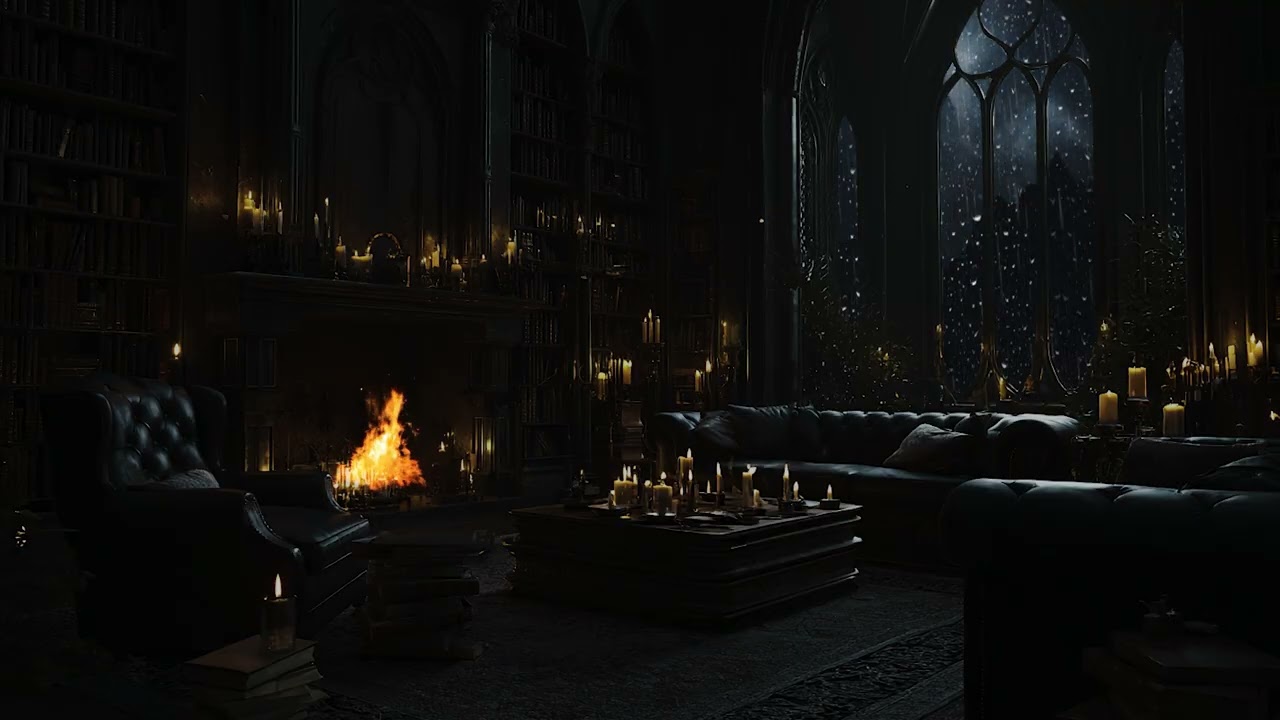 Rain Echoes Through an Ancient Castle Room 🏰 Dark Night Ambience for Deep Rest