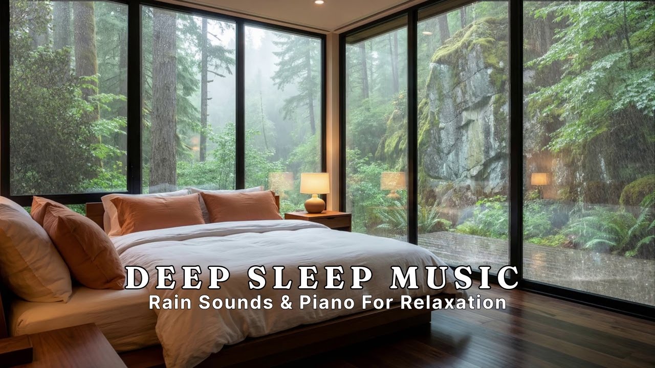 Relaxing Piano Music + Rain Sounds in Warm Bedroom | Sleep Music, Stress Relief, Anxiety, Meditation