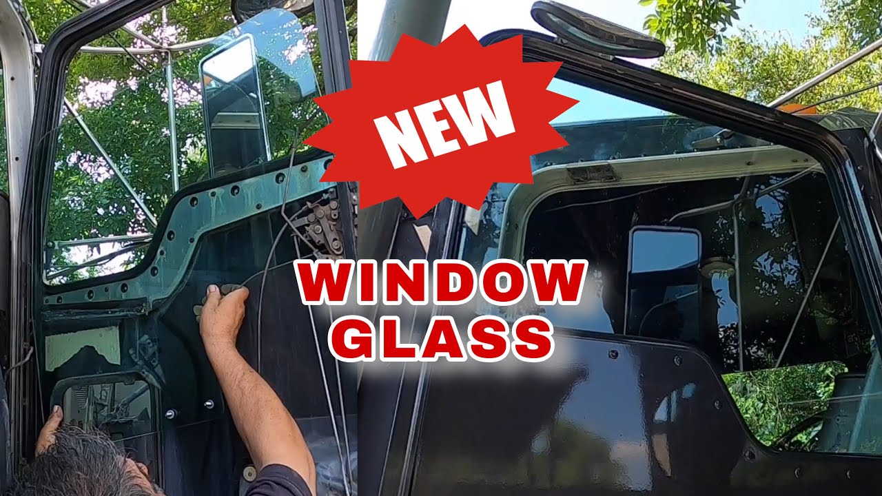 New door window glass on the kenworth THIS HAD TO BE DONE. (Spanish/English)