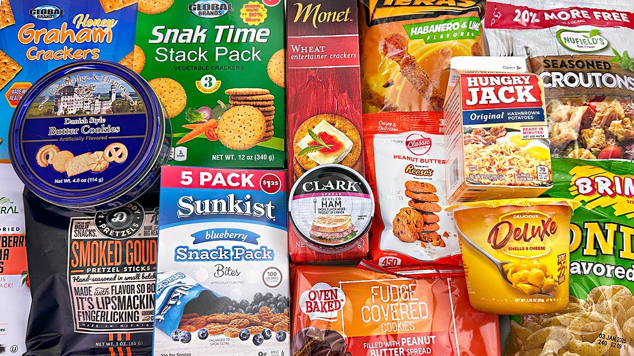 SNACK PARTY! Dollar Tree Snacks Onion Rings, Crackers, Shells & Cheese, Hashbrown, Croutons, Cookies