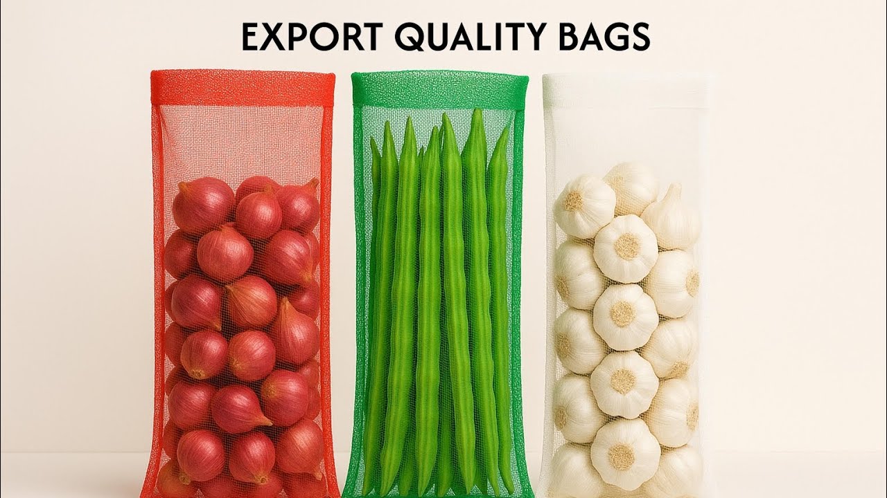 Export Mesh Bags for Vegetables & Fruits | Onion, Drumstick etc Packing Bags