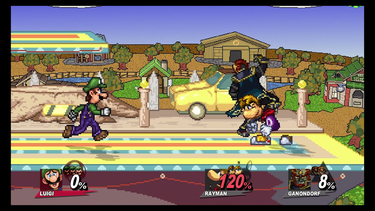 Super Smash Flash 2 Project B: Luigi Vs Luffy Vs Rayman Vs Ganondorf