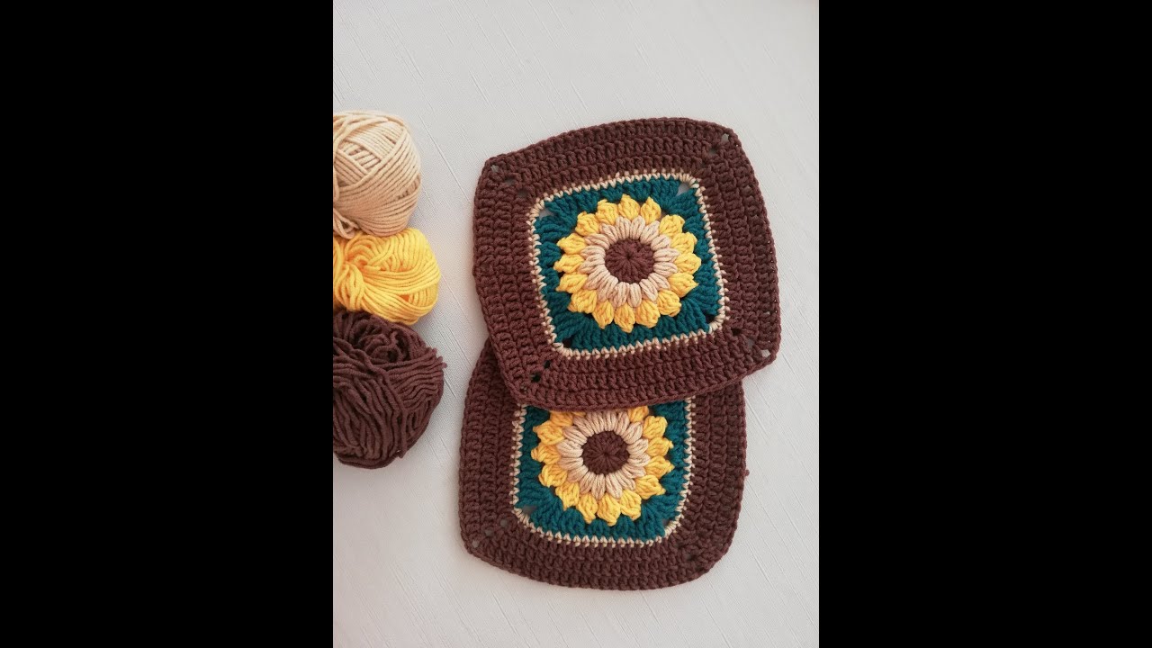Ay çiçeği motif yapımı, bebek battaniyesi vb için tığ işi motif