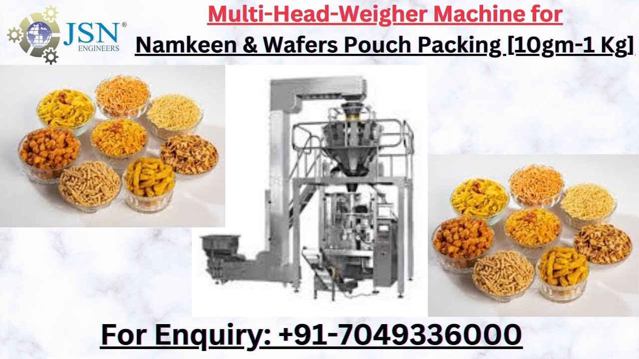 नमकीन पैकिंग मशीन | Multi Head Weigher Machine for Namkeen Pouch Packing | 10gm - 1 Kg | Indore