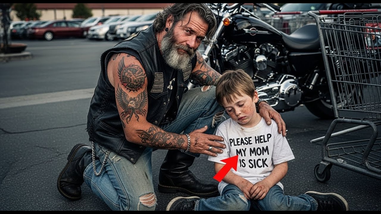 Biker Found Boy Sleeping in Grocery Store Lot — What Was Written on His Shirt Made 100 Angels Cry