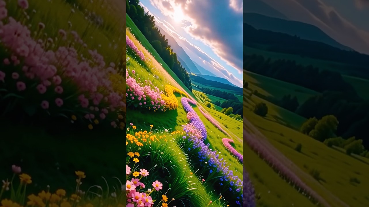 🌸 4K Pastel Spring Valley | Peaceful Wildflower Meadow 