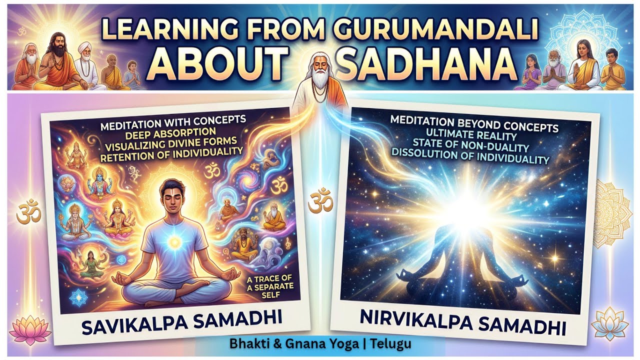Learning From Gurumandali About Sadhana|Savikalpa & Nirvikalpa Samadhi|Bhakthi & Gnana Yoga|Telugu|