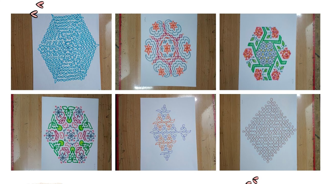 6 big muggulu in 20 minutes.. simple rangoli..easy pedda muggulu.. kolam..