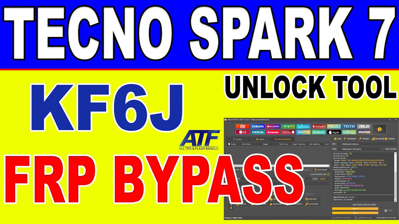 Tecno Spark 7 [KF6J] FRP Bypass By Unlock Tool