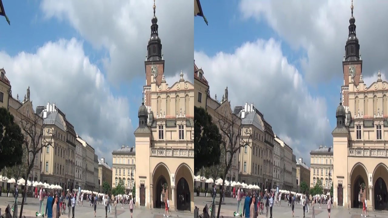 3D KRAKOW, POLAND Walking Tour - Side by Side 3D