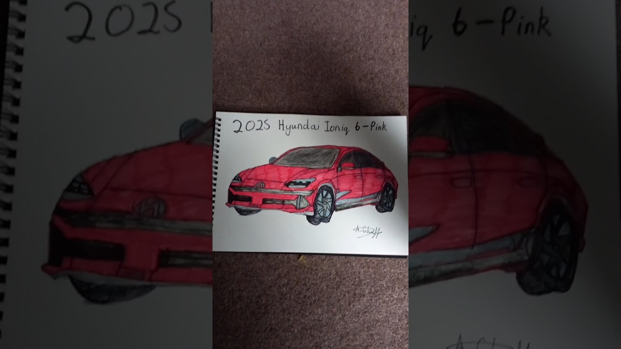 2025 Hyundai Ioniq 6-Pink Car Drawing|@ThatCarGuyAG