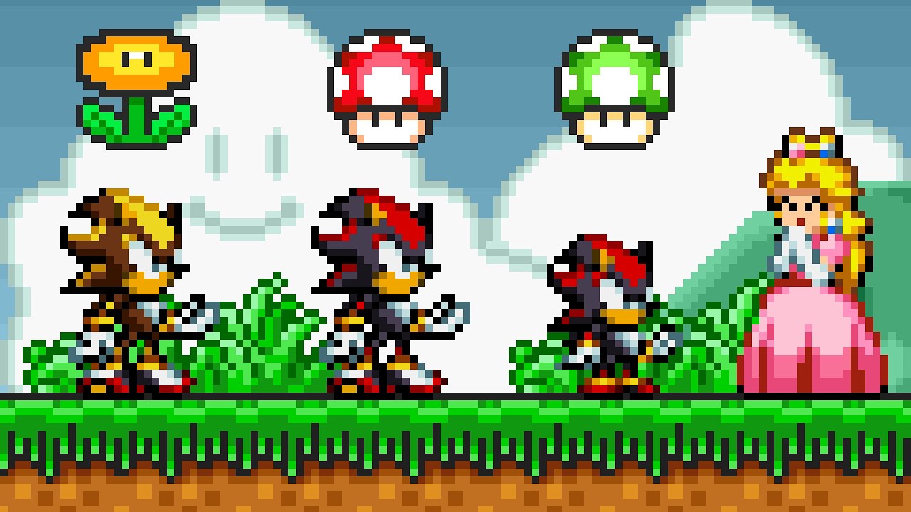 Shadow in Super Mario Bros. 1 SNES (Sonic Boll 1.9.3). ᴴᴰ
