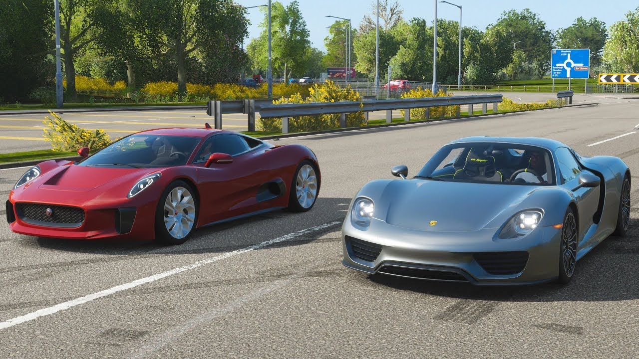 Forza Horizon 4 Drag race: Porsche 918 Spyder vs Jaguar CX75