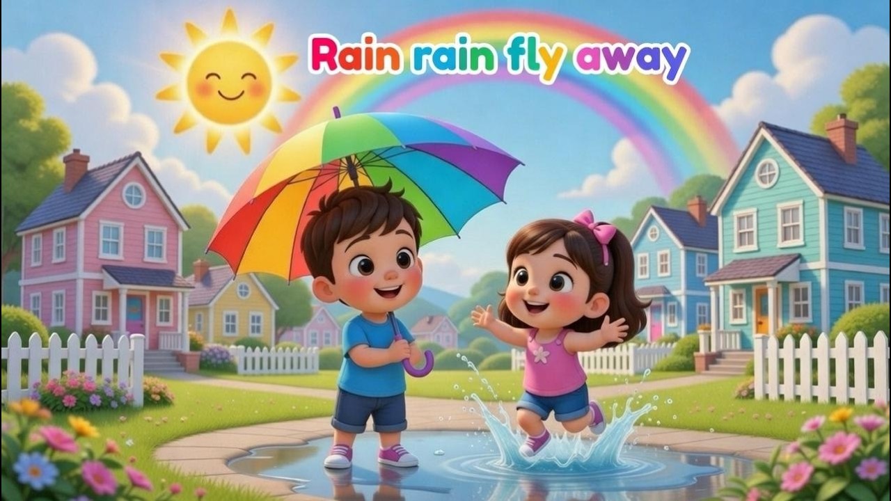 Rain Rain Fly Away Song for Kids | Fun Nursery Rhyme 🌧️🌈
