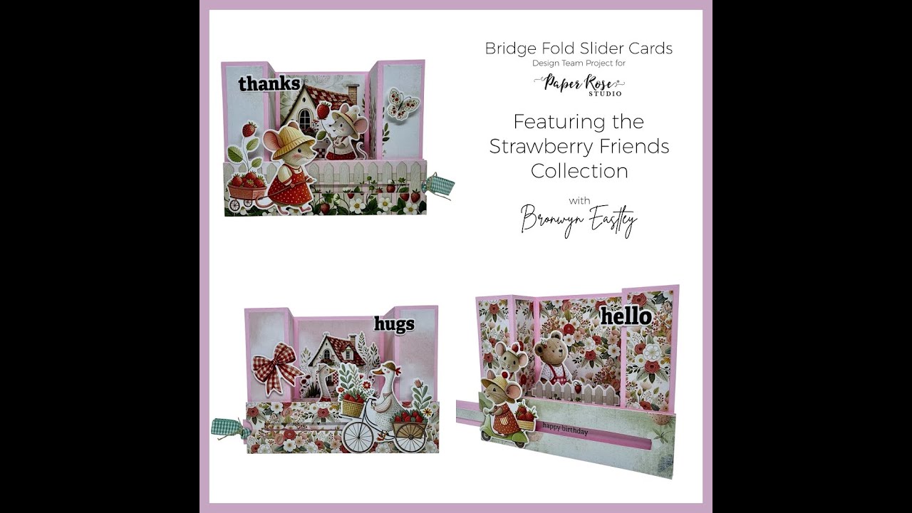 Strawberry Friends Bridge Fold Slider Cards