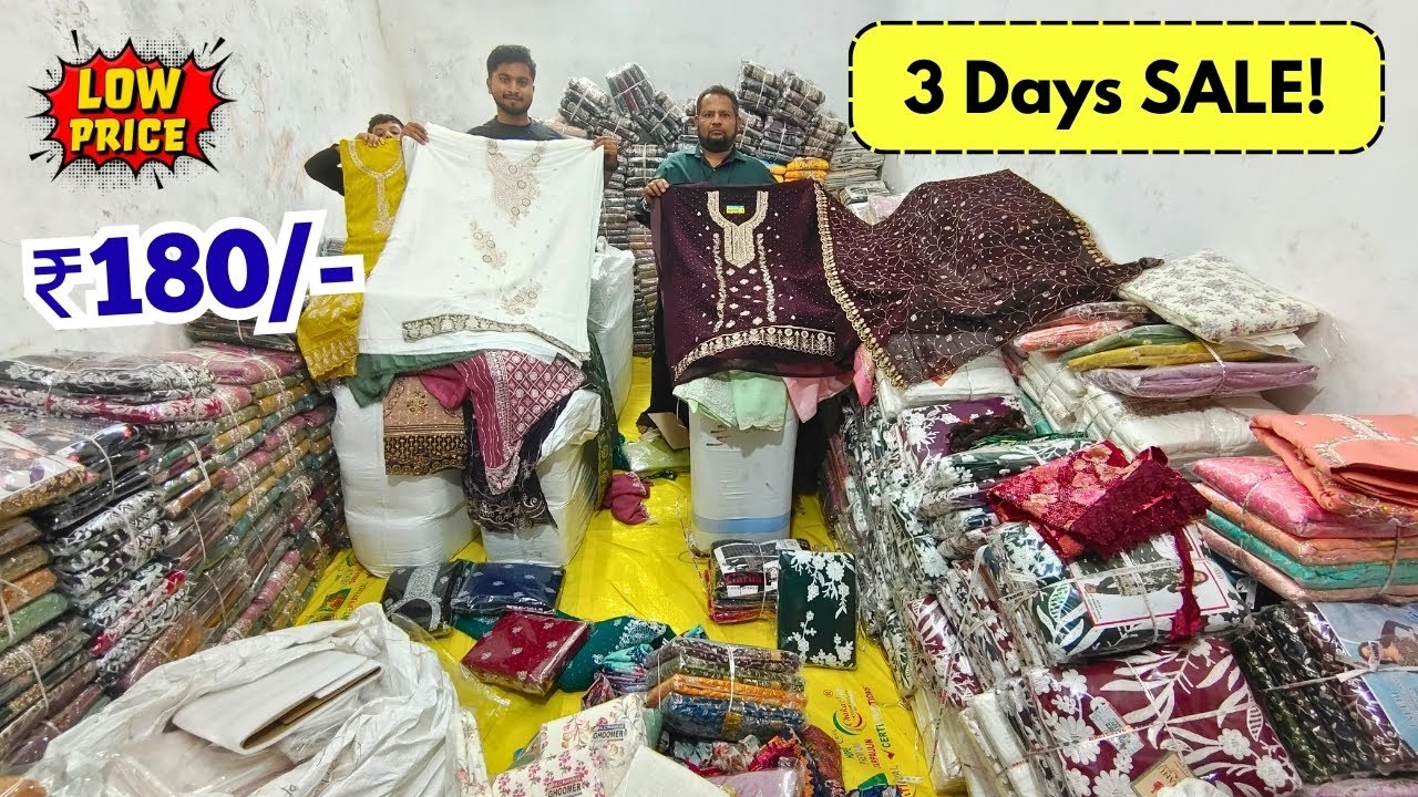 ₹180 Wholesale Dress Materials ❤️ | 3 Days Sale Hyderabad Market