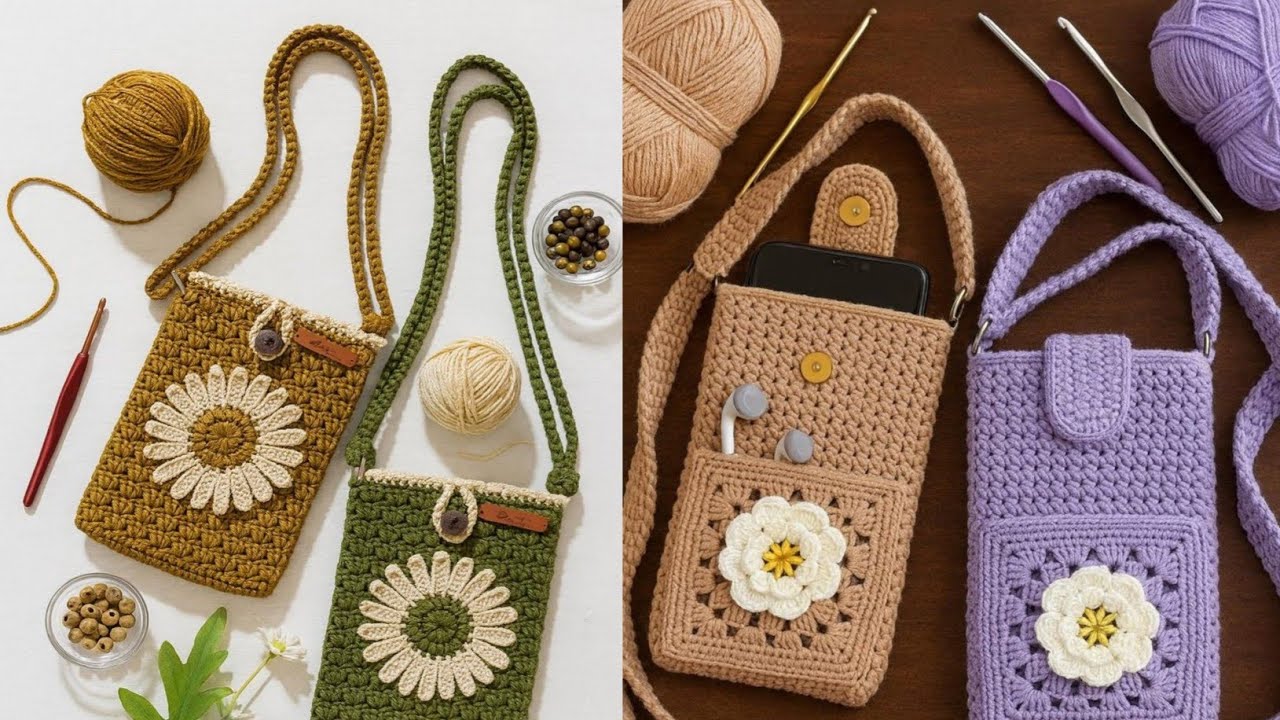 Modern Crochet Mobile📱 Bag, Handmade Crochet Mobile Bag 🛍️, Crochet Mobile Bag Ideas 💡