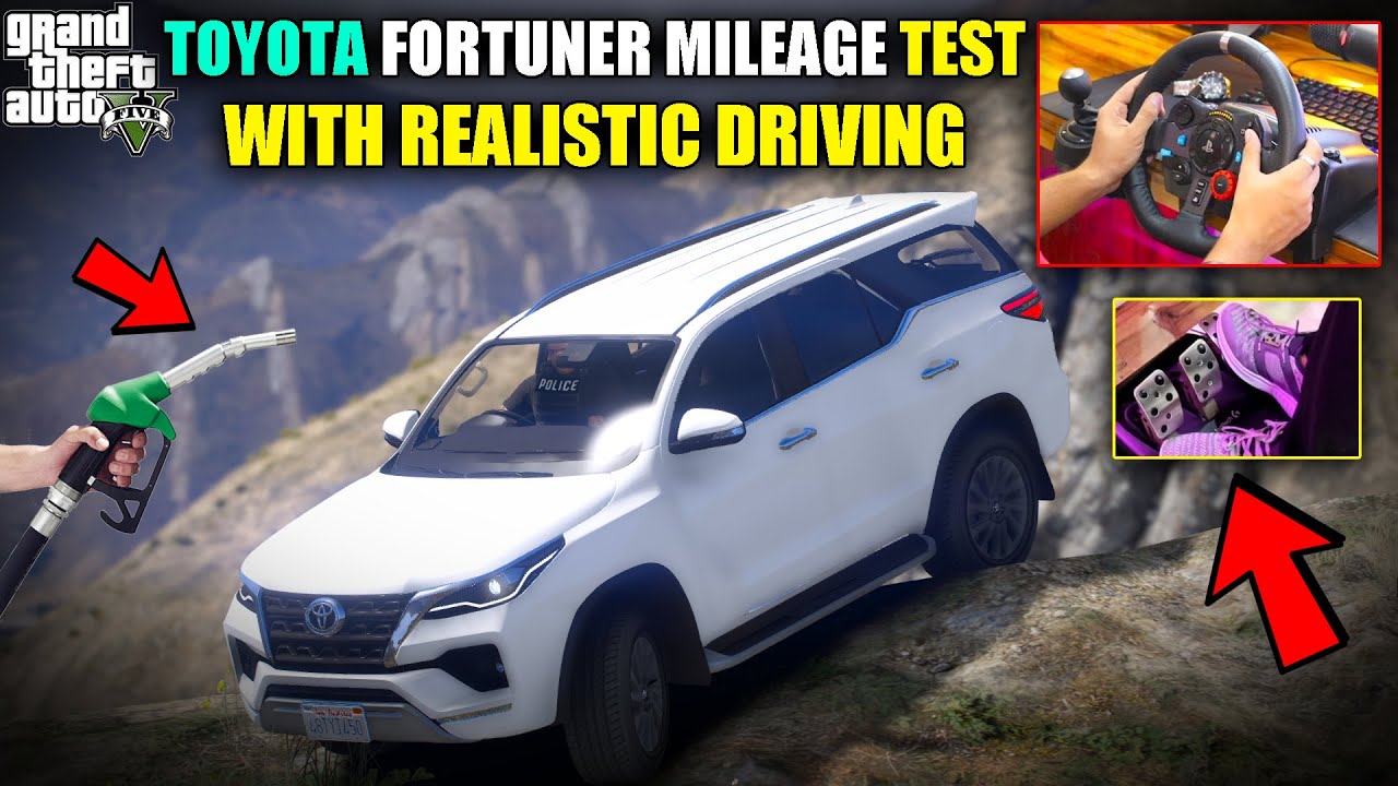 GTA 5 : Testing Toyota Fortuner Mileage With Realistic Driving Skills With Logitech g29