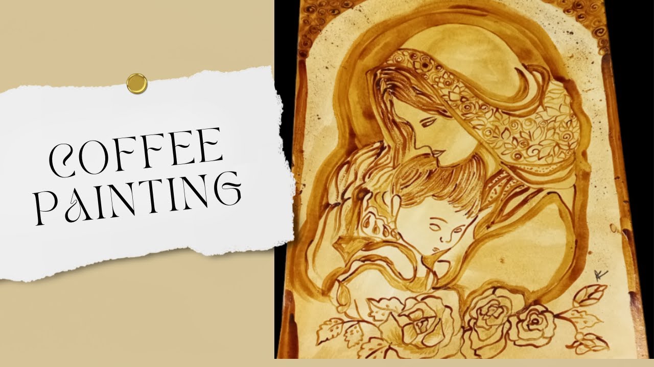 Mother & Child Painting Idea || Coffee Painting for Beginners Step by Step || Painting with Coffee