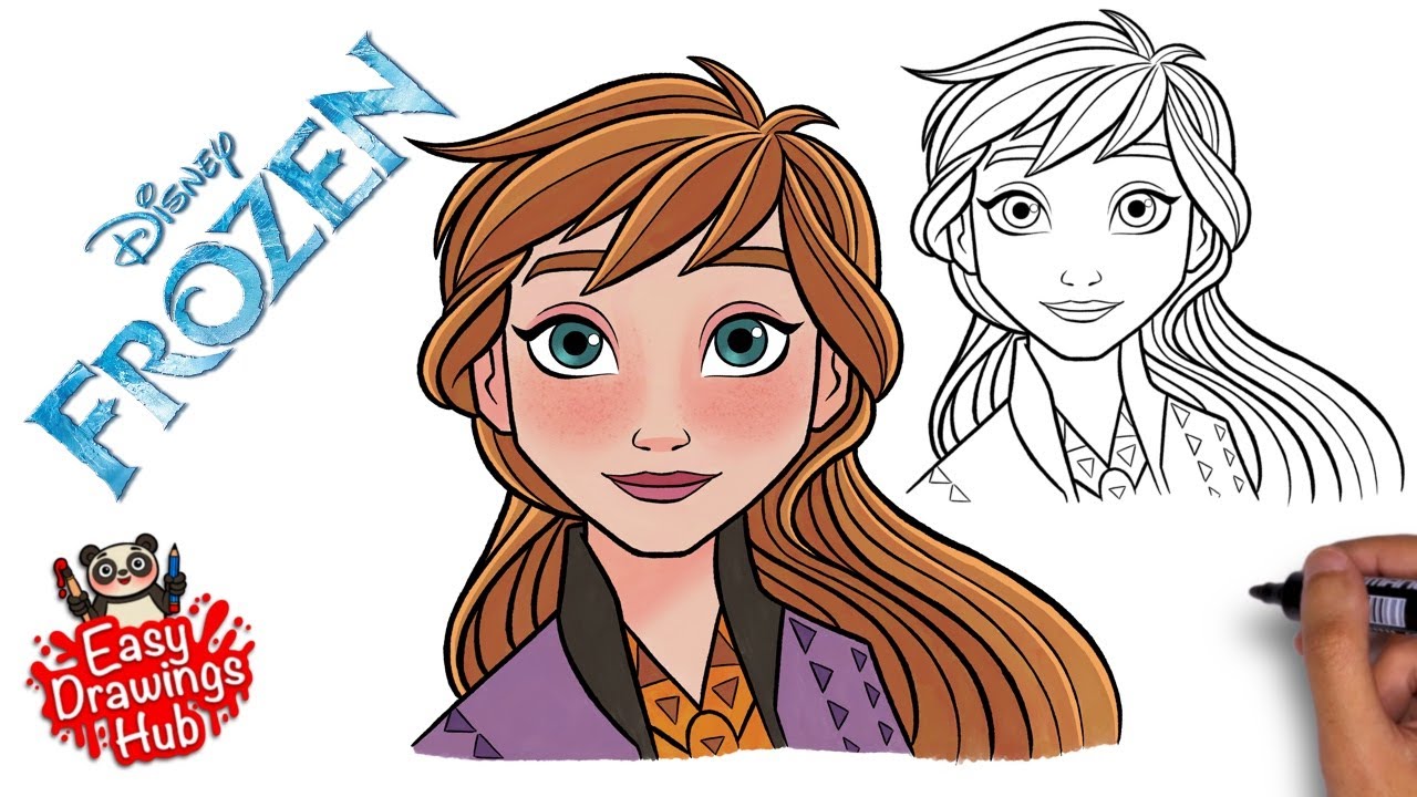 How to draw Anna from Frozen in 8 minutes - Easy Step by Step Tutorial
