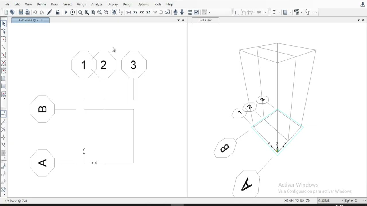30. Muro de contención - Grilla, material, secciones y discretización de la estructura