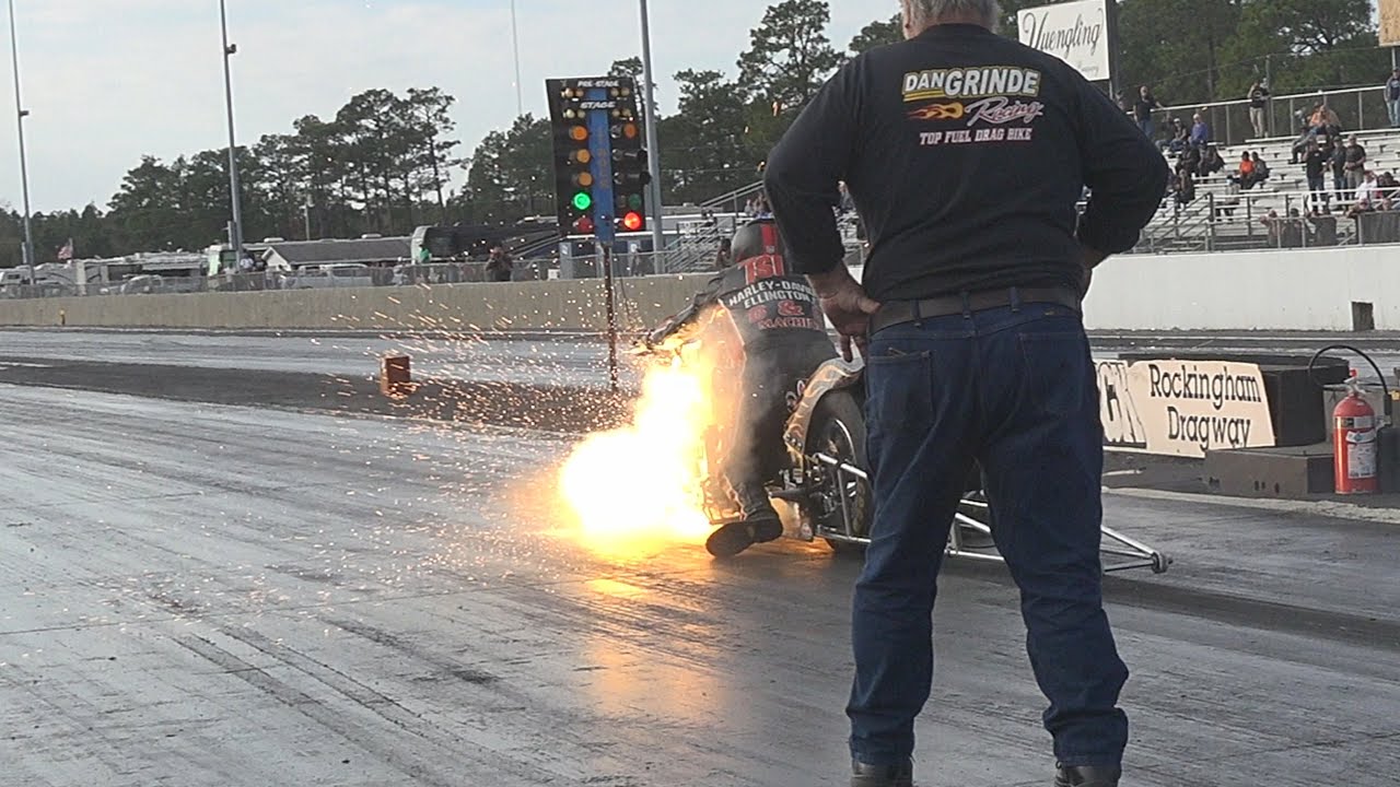 Top Fuel Harley Explodes off the line
