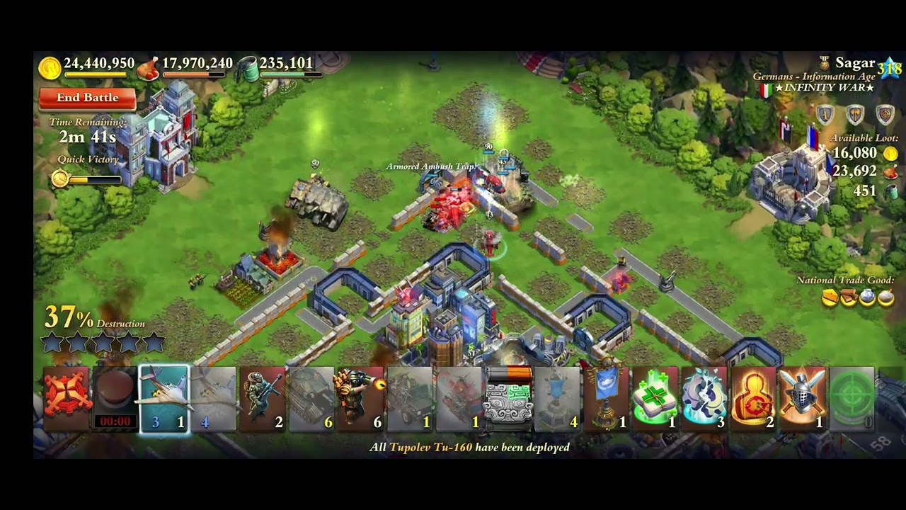Dominations War Attack With 8 Bombers