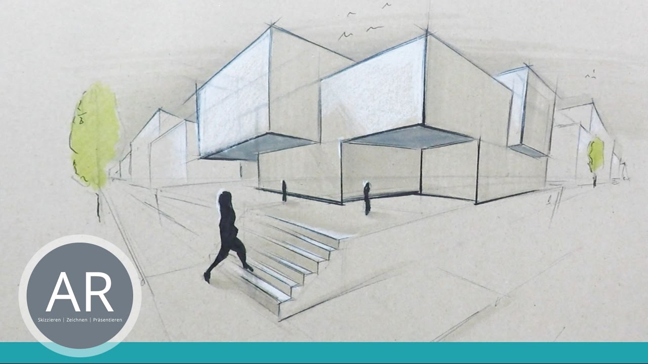Architekturskizzen schön und schnell visualisiert. Mappenbeispiel Architektur-Studium