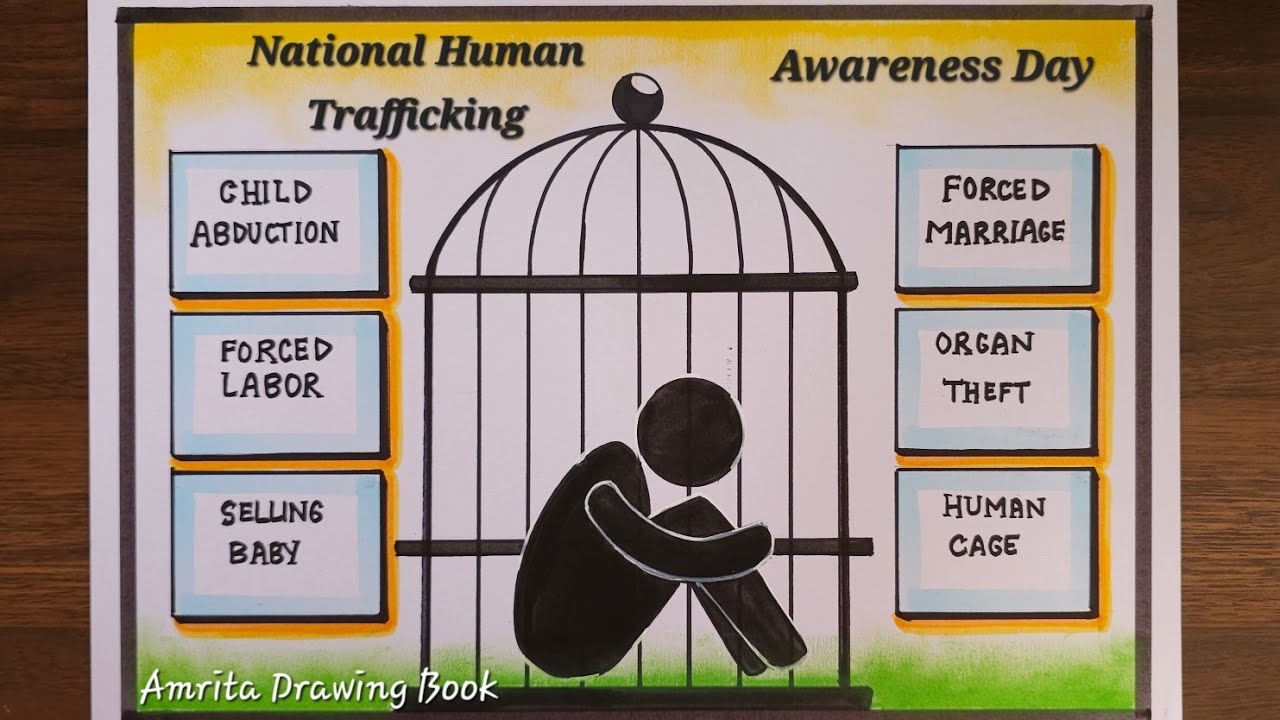 National Human Trafficking awareness poster drawing,World Day against Trafficking in persons drawing