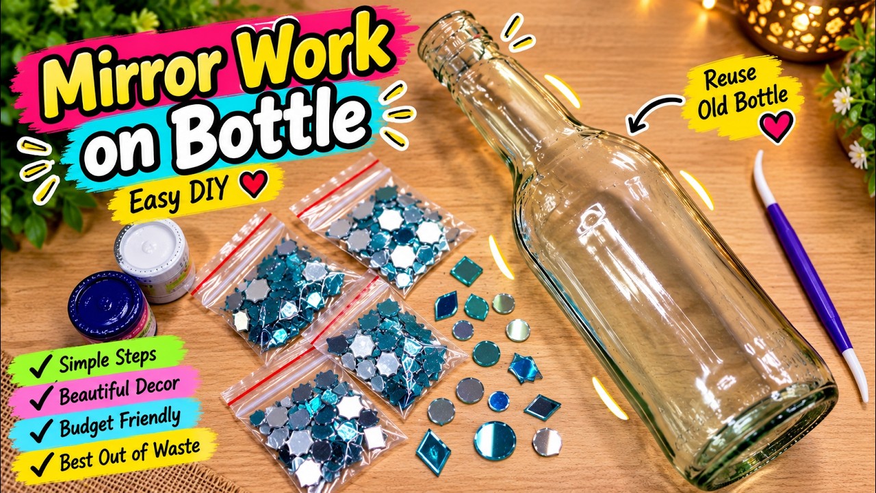 DIY Glass bottle decoration idea | Mirrors bottle artrwork | Lippen art on bottle